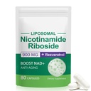 Tambahan NAD, NAD + Nicotinamide Riberide Resveratrol 900mg, Tambahan Dietary untuk Fungsi Sel Sehat, NAD + Fuels Cellular Defense and Cctivates Anti- Aging Genes 80 Capsules