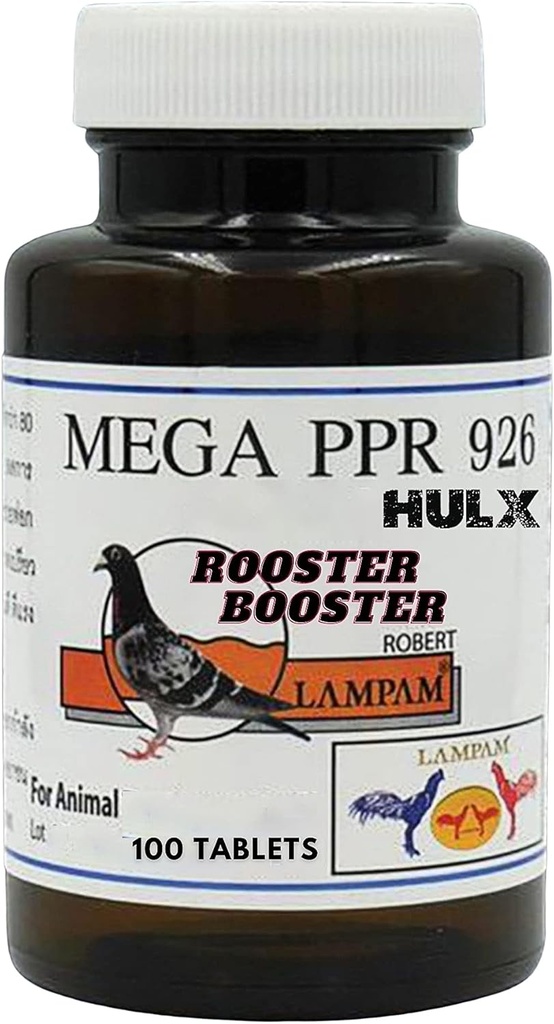 HULX MEGA PPR 926 100 Talet, Rooster Booster Vitamin Health Chicken Supplement Vitamin B Komplex & 80 Tipe Herbal Ekstrak Darah, Endurance Energy Power Feed Bird Hen Food