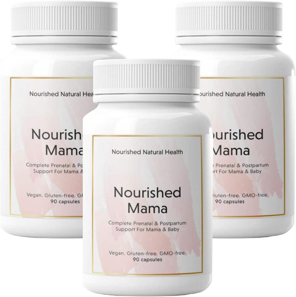 Nandeshed Mama Prenatal Multi Vitamin - Vegan Multivitamin untuk Preception, Pregnancy, Postpartum and Breastfeating Dupport - Iron- Bebas dengan Methylated Floor & High Dose Chooline - 270 Capsules