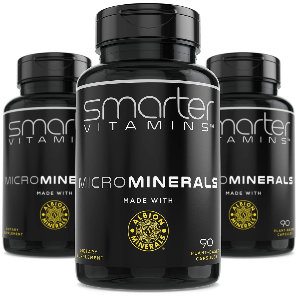 (3 Botol) 15mg Zinc Glycinate dari Albion £6 Trace Bisglycinate Minemanese, Manganese, Boron, Chromium, Selenium, Molybdenum Suplemen 90 Plant berbasis Vegan Capsules