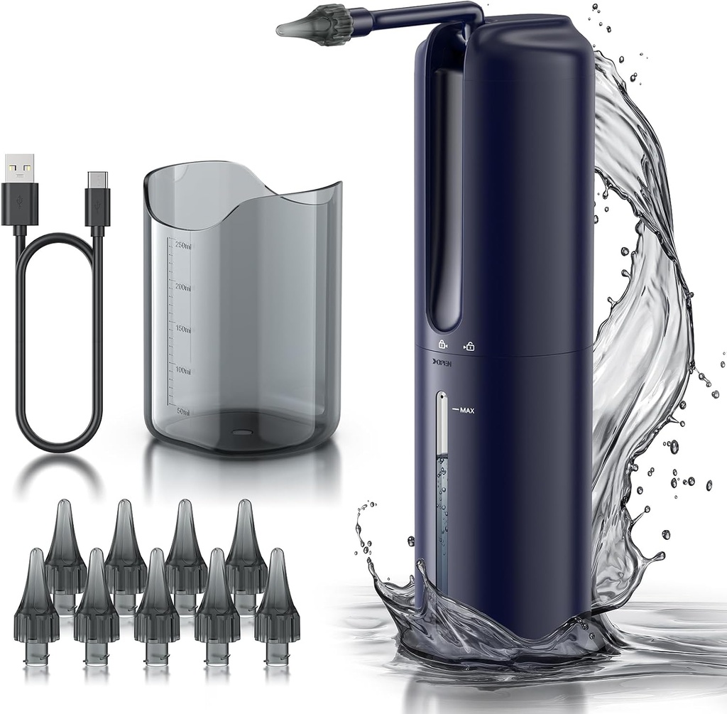 Ear Wax Removal - Electric Ear Flushing System, Air powered Ear Cleaner with 4 Pressure Modes, Safe and Ear Cleaning Tool, Water Resistant USB Rechargable (Blue)