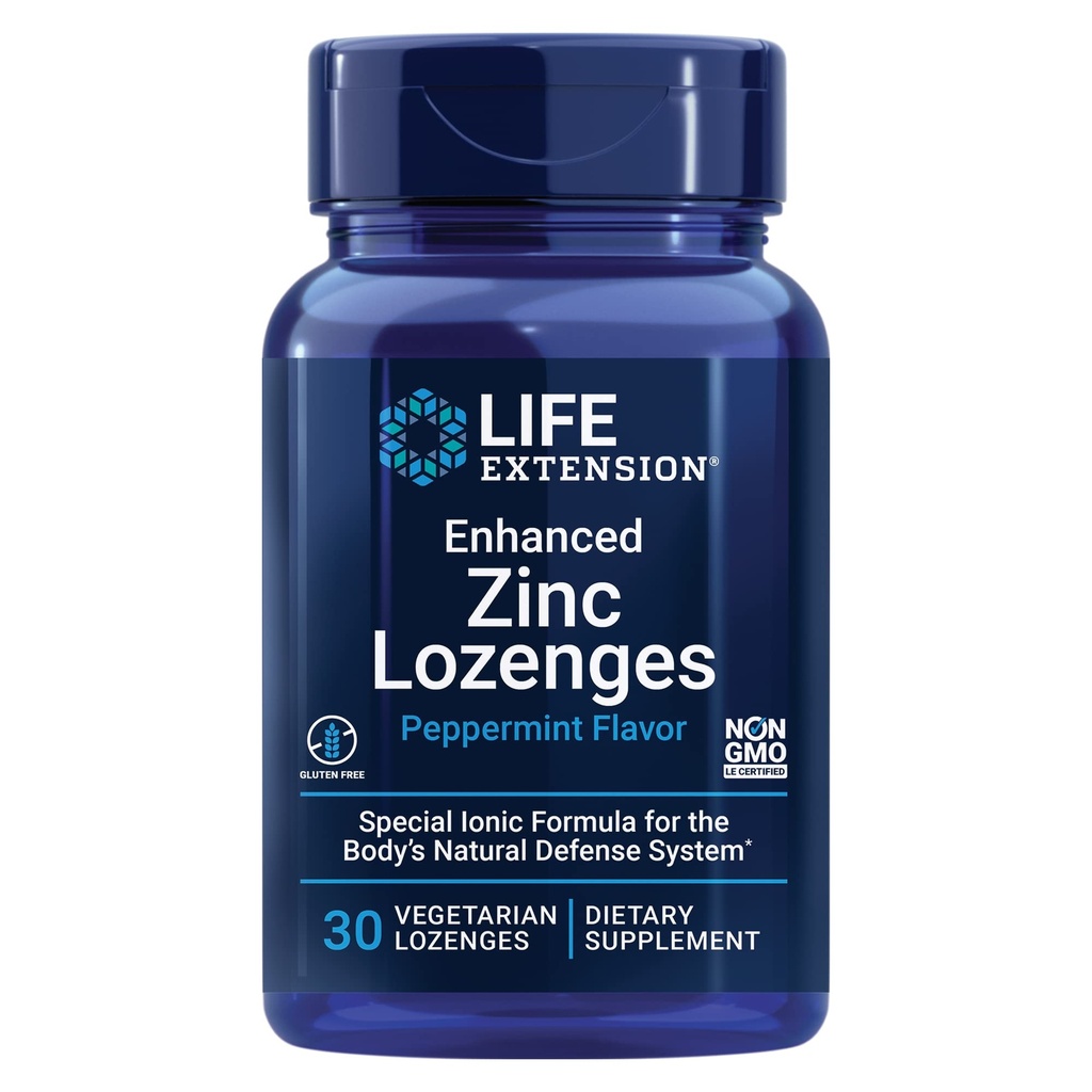 Ekstensi Hidup Enhanced Zinc Lozenges, zinc Acetate, Optimal Ammune Support, Strong Immune Response, Ionic zinc, Non-GMO, Gluten- Free, Vegetarian, 30 lozenges