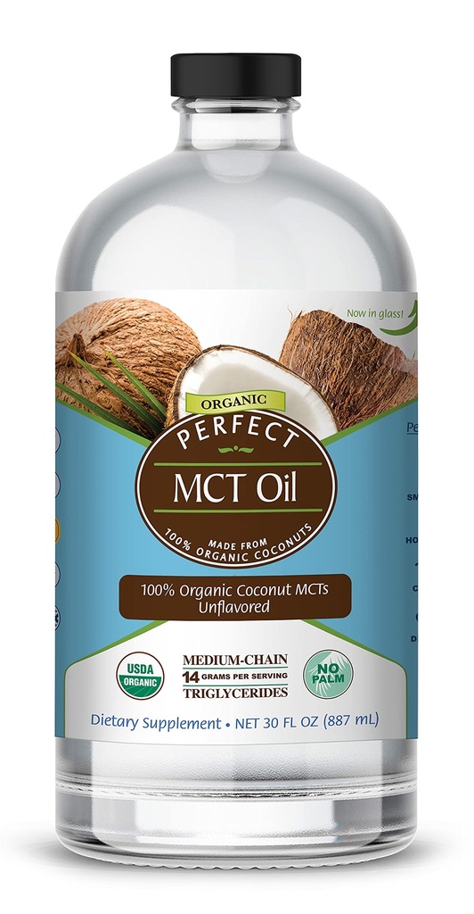 Suplemen Sempurna - MCT Oil Perfect - 30oz - Organic Coconut MCTts Unfetabored Oil - Boosts Sustainable Energy for Body & Brain