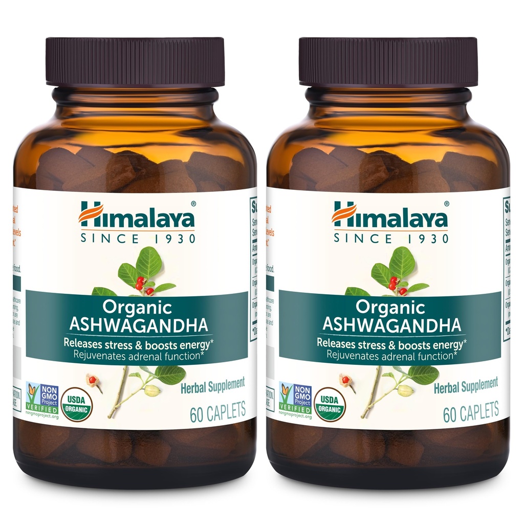 Hilaya Organik Ashwagandha, 120 Hari Suply, Herbal Suplemen untuk Relief Stress, Energi Dukungan, Kadang-kadang Sleepliness, USDA Organik, Non- GMO, Vegan, Gluten Bebas, 670 mg, 60 Caplets, 2 Pack