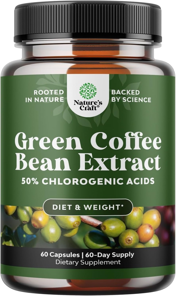 Present Green Coffee Bean Extract for Wheight Loss Pills - Dietary Suplemen Dietary untuk Bakar Appetit Fat Curb dan Boost Metabolisme untuk Pria dan Perempuan - Berisi Antioksidants untuk Detox dan Cleanse - 750mg Capsules