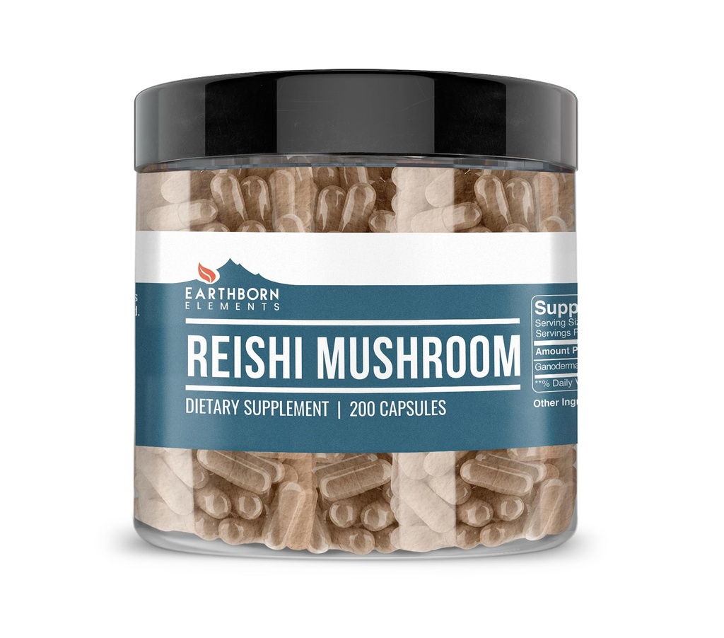 Elements Reishi Mushroom 200 Capsules, Pure & Undiluted, No Addonitives