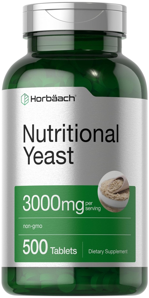 Horbaach Nutration Yeast Tablet 3000mg 124; 500 Count 124; dengan B12, B1, B2, dan Niacin 124; Non-GMO & Gluten Free Suplemen