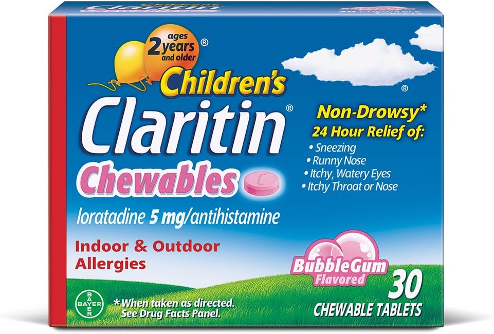 Claritin 24 Hour Alergi Chewables untuk Anak-anak, Bantuan Alergi Non Drowsy, 30 Count