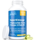 Trigliseride Omega 3 Fish Oil - EPA Tinggi & DHA untuk Eye, Gabungan, Jantung & Otak Dukungan - Omegaga- 3 Acids Gendut - Limon Flavor - 180 Softgel - 90 Hari Suppply