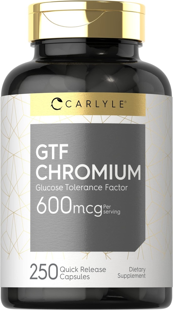 Carlyle GTF Chromium 600 mcg 124; 250 Capsules 14; Non-GMO, Gluten Free