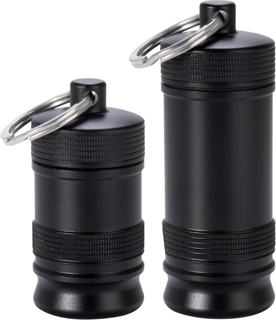 Portable Pill Holder Keychain - Aluminium Waterproof Alloy Kasus Pill Kecil, Kontainer Metal Pill untuk Purse Daily Box Medical Bottle Organizer untuk Outdoor Camping Travel
