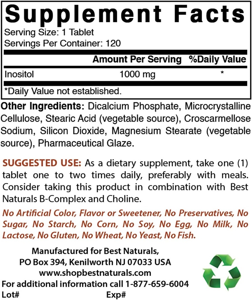 Inositol Terbaik 1000mg & Glycine Tambahan 1000 Mg