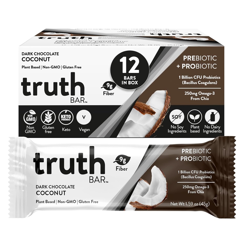 Bar Sehat Snack, Omega 3 dari Chia, Tanaman berbasis, Pregities & Profiber, serat tinggi, gula rendah, Keto, Kosher, Coklat Gelap, Vegan, Gluten Bebas, 12 Ct, 45g ea.