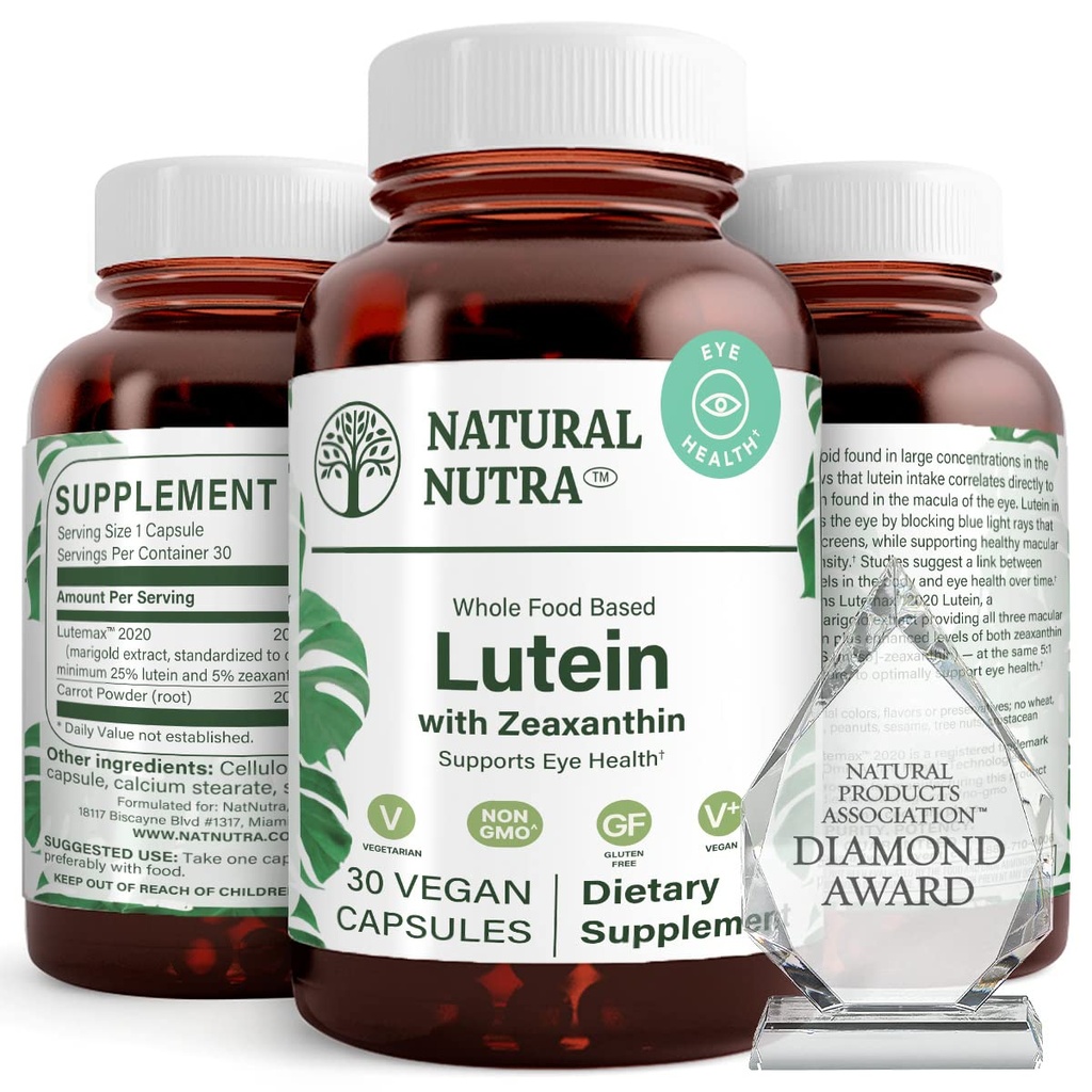 Nuttra Lutein Natural dan Isoxanthin Suplement, Mempertahankan Kesehatan Vision, Perlindungan Sel di Mata, Tingkat Enhance dari Sloxanthin & Isomers, Dukungan Kesehatan Mata, Gluten Bebas, Soy Bebas, 20mg - 30 Kapsul