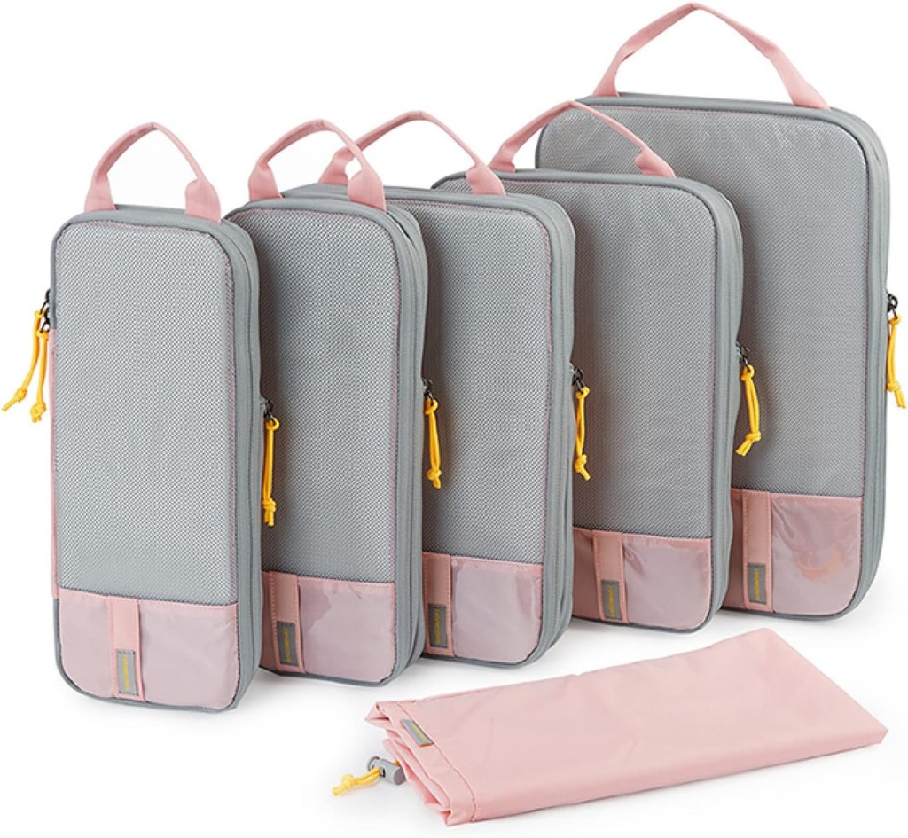 BAGSMART 6 Set / 4 Set / 2 Set Compression Packing Cubes for Travel, Lighweight Lumbrable Organizer Bags, Durable Space Saver Bags Esenals