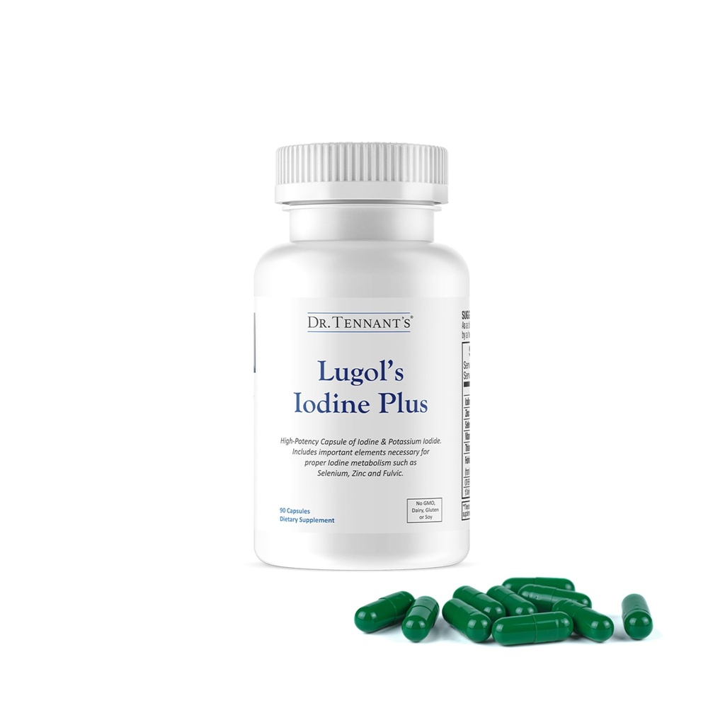 Suplemen Idein Dr. Tennant ditambah 124; Isolin Lugol & Potasium Iodide dengan Ensitive Co- Factor Selenium, Zinc & Fulvic Acid 124; Support Thyroid & Breast Health 12490 Capsules