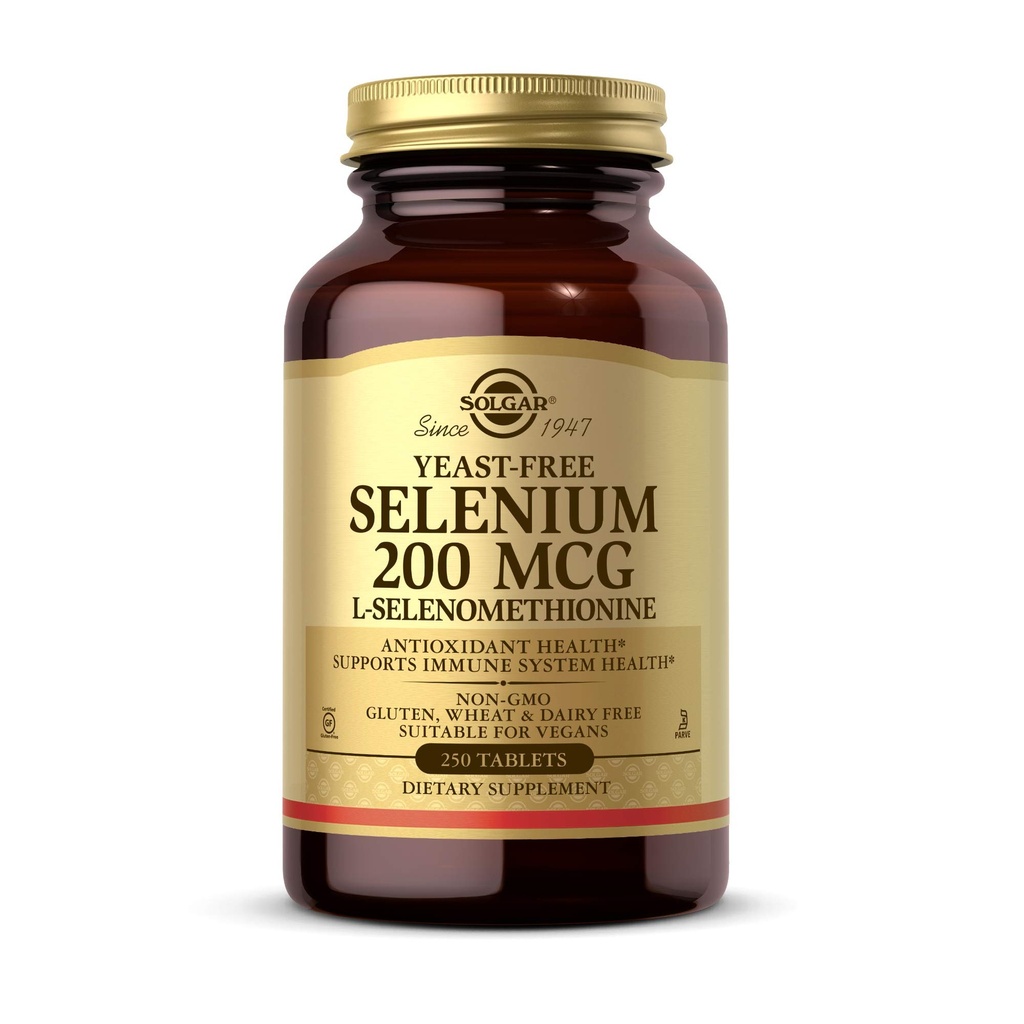 Solgar Yeast- Free Selenium 200 mcg, 250 Tablet - Support Antioxidant & Imune System Health - Non-GMO, Vegan, Gluten Free, Dairy Free, Kosher - 250 Servings