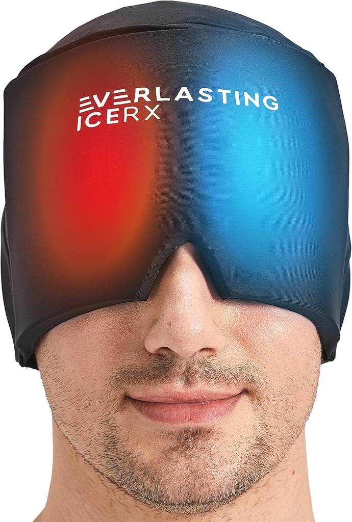 Bentuk Bentuk Topi Rangkaian Sakit Kepala Es Gel - Cold Therapy Headache Relief Cap / Ice Head Crap Ice Chack Mask, Cold Compress Headache Cap Relicur for Tension & Stress, 20% More Gel, Migraine Relief Black