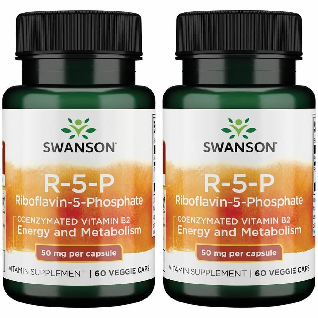 Swanson R-5- P (Riboflavin-5- Pfoshate) - Vitamin B2 Promoting Energy, Metabolisme & Vision Health - Natural Wellness Formula - (60 Capsules) (2 Pack)