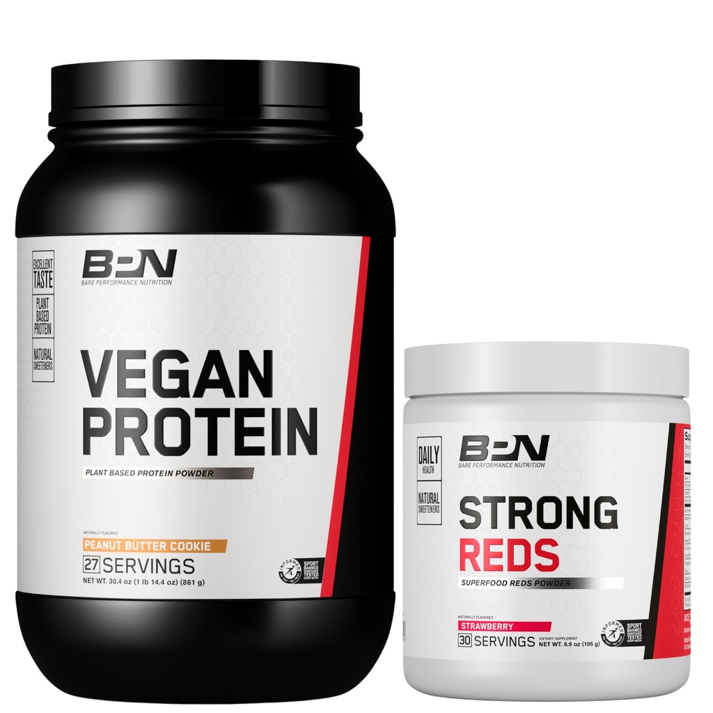 BPN Vegan Peanut Butter Protin + Strong Reds Strawberry Bundle
