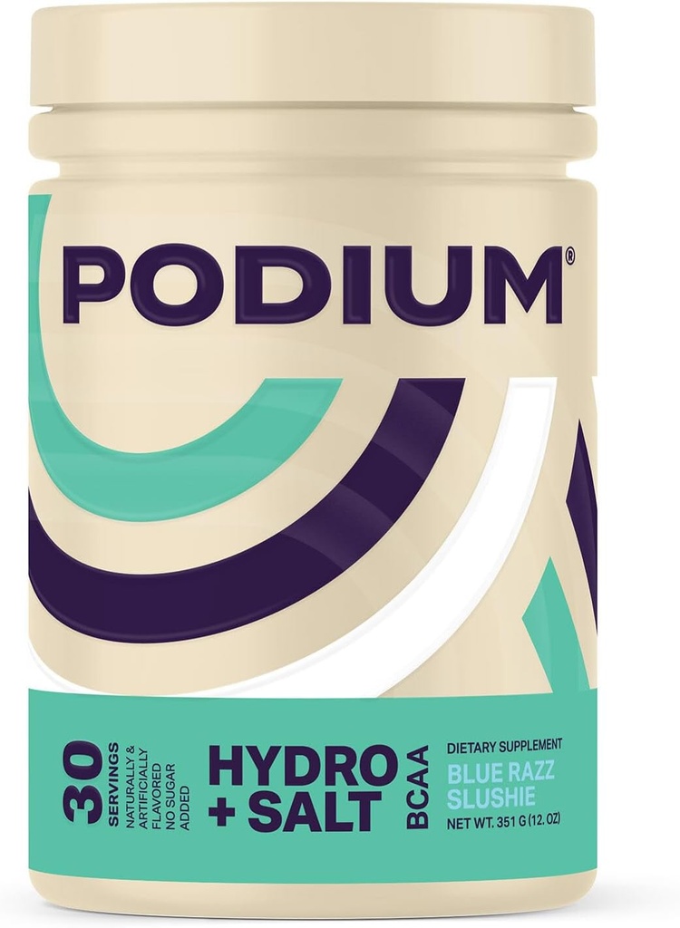 Podium Nutrition, Instantized BCAA Powder, Hidro and Salt, Blue Razz Slushie, 30 Servings, Electrolite, Hidration, Recovery