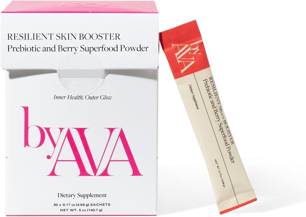 byAVA Resilient Skin Booster 124; Prebiotic dan Berry Superfood Powder 124; 30 Servings 12.4; Glowing Skin, Gut Health Support