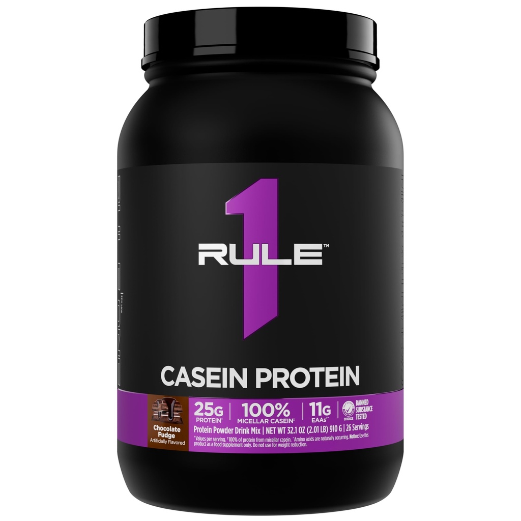 Aturan 1 Casein Protein - 25g Protein dan 11g EAAs Per Serving dari Slow- Release Mideath Casein untuk Recovery Overnight dan Diterima Pengiriman Antara Meals (2 Pounds *, Chocolate Fudge)