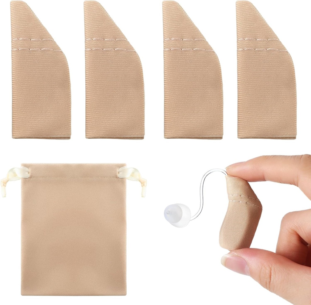 Nuanchu 2 Packs Hearing Aid Comfort Protection with Storage Bag Hearing Aid Cover Fits 1 "to 1,25" Protection amplifier from Dirt, Sweat, Wind (Pas 1 sampai 1.25 ", Khaki)