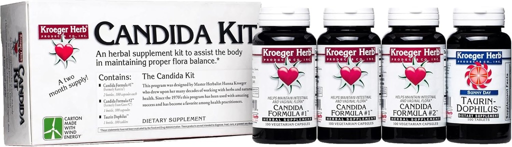 Kroeger Herb Products, Candida Dukung Kit, Digetical Nuttrationary Suplement, Gut Health, Optimal Intestinal Fungsi, Non-GMO, Gluten Free, No Preservations, Dibuat di USA