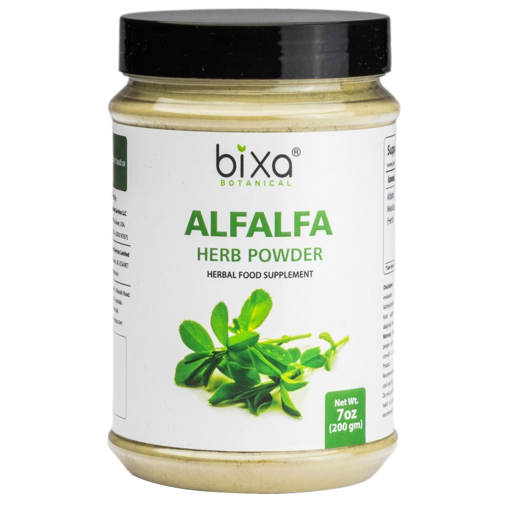 bixa BOTANIKAL Alfalfa Powder Pure (Medicao Sativa) Superfood 124; Ayurvedic Natural Herbal Suplemen 7 Oz / 200g