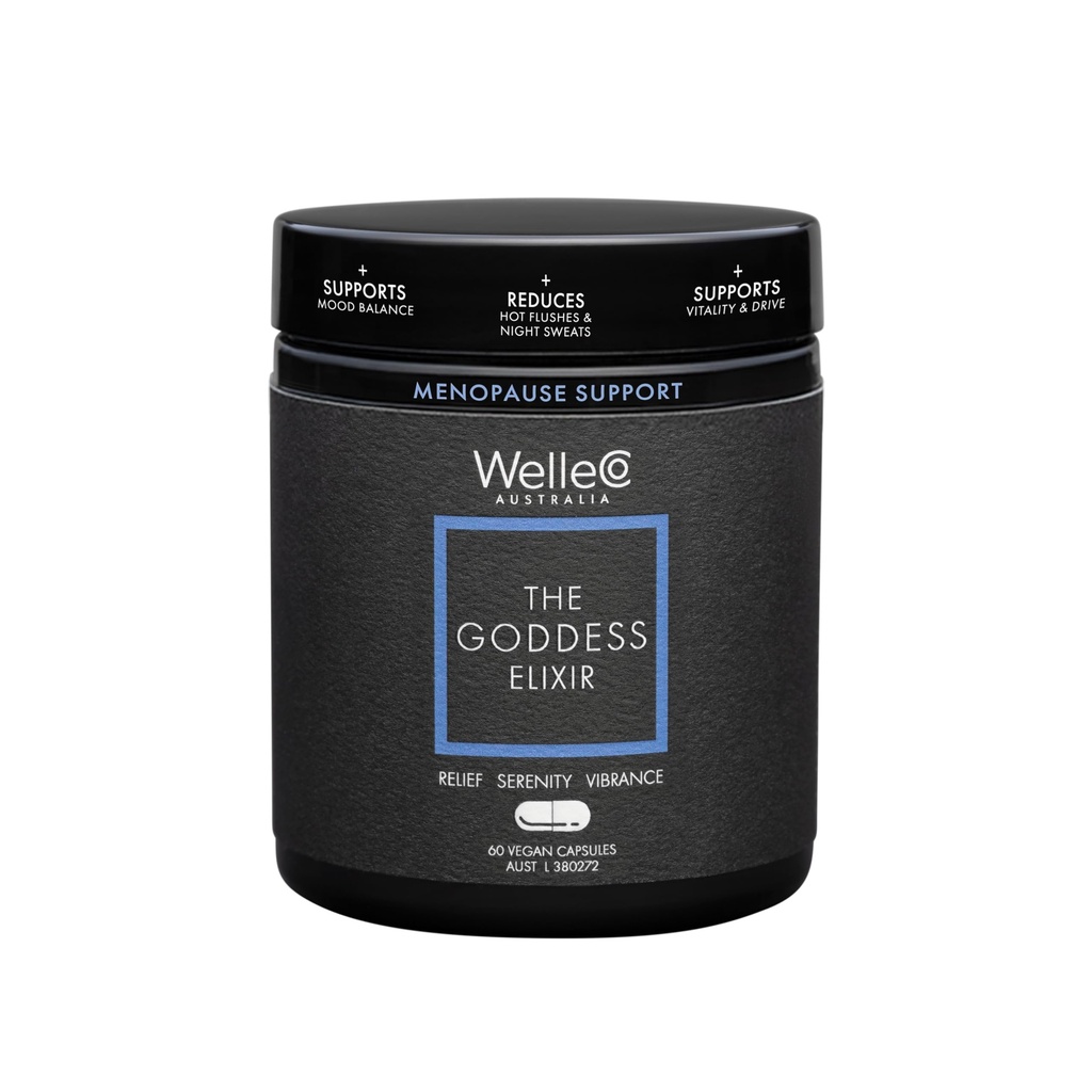 WelleCo The Goddess Elixir, Menopause Suplement for Women with Vitex, Red Clover & B Vitamin, Supports Hormone Balance, Night Sweets & Hot Flashes Relief, 60 Capsules