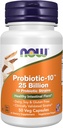 Now Foods Suplemen, Probiotic-10 ™, 25 Miliar, with 10 Prototic Strains, Dairy, Soy dan Gluten Free, Strain Verified, 50 Veg Capsules