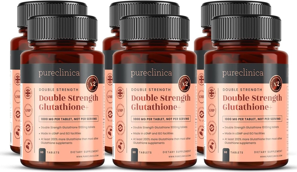 Glutathione 1000mg x 360 Tablet (6 Botol 60) - w / 500mg Glutathione, 300mg ALA, dan 200mg VIT C per tablet