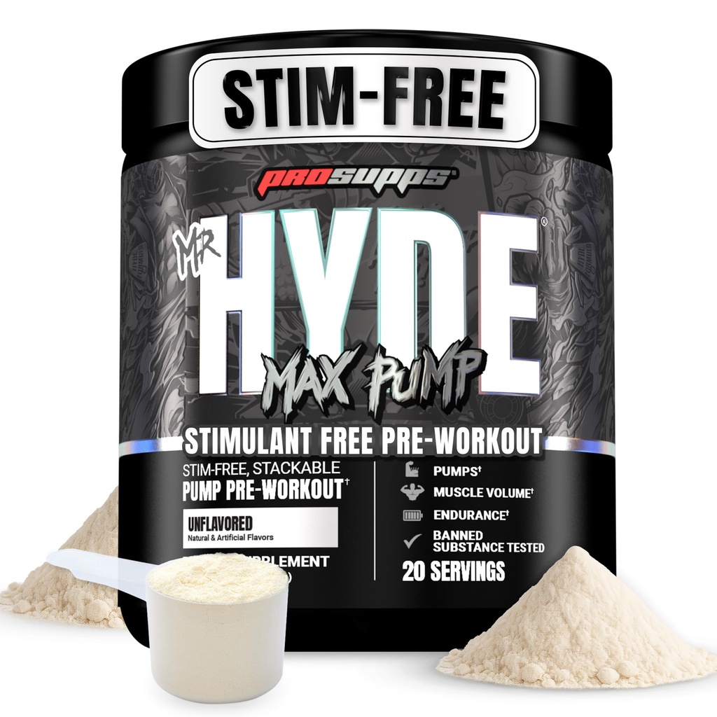 PROSUPPS Mr. Hyde Max Pompa Powder Pre Workout - Stim- Free Pretraining Support Blood Flow, Muscle Volume & Endurance