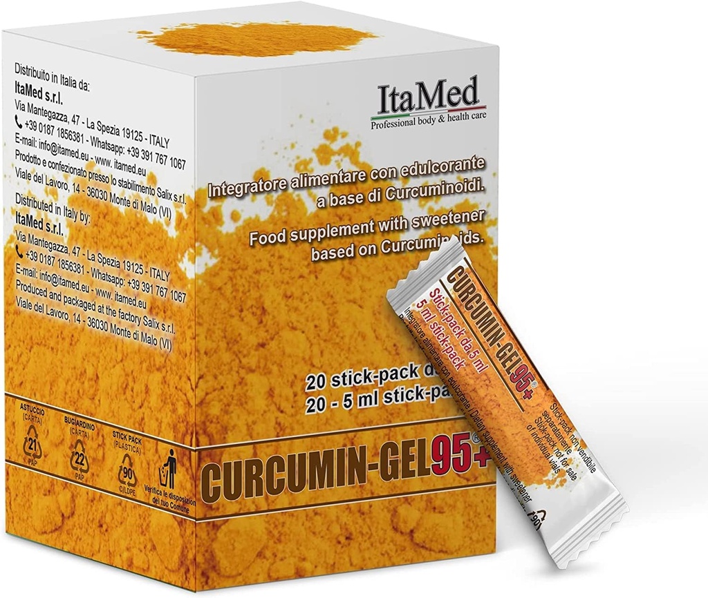 Suplemen Curcumin Idim Gel - 95 + Curcumin Powder dengan HGCC Complex, Organic Formula, 20 Stick- Packs (5ml Setiap), Curcumin Turmeric untuk Enhanced Bioavability