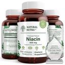 Natural Nutra Time- Release Slow Niacin 500mg (Vitamin B3), Dukung Prolesterol, Promotes Kesehatan Kardiovaskular, Promotes Skin Cells dan Impreve Cognitive Fungsi, 250 Vegan Tablet