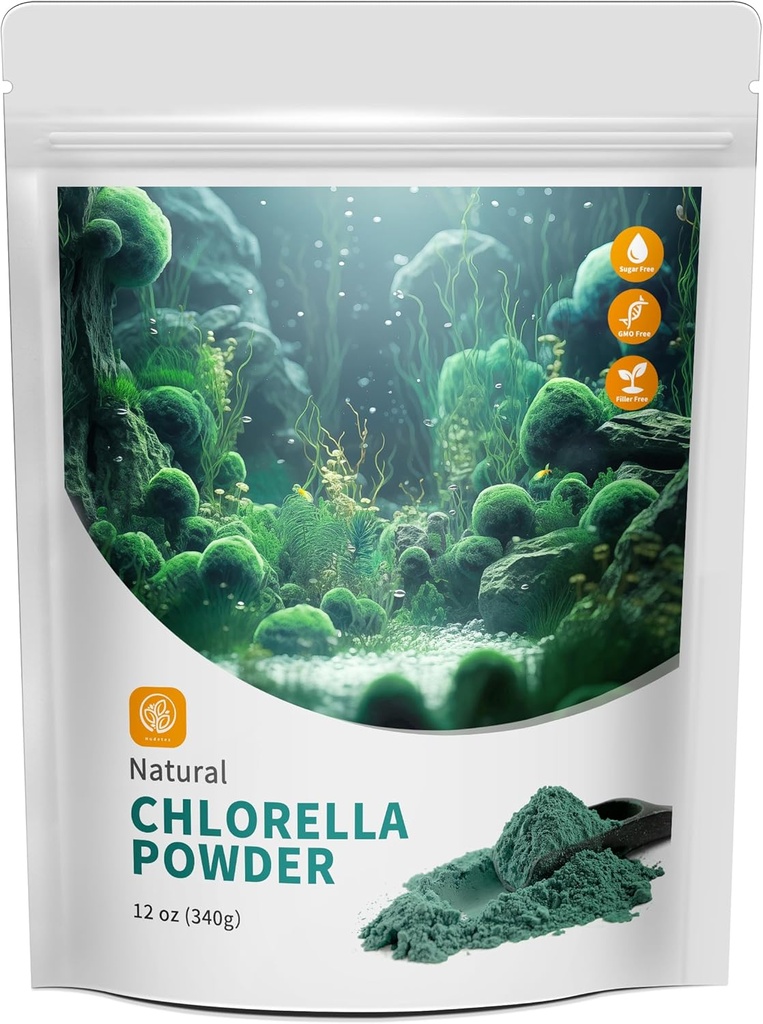Klorella Powder Natural with 12 oz - Chlorophyll Powder, Supports Immune System & Liver Fungsi, Keep Youth, Vegan, Rich in Vegan Protein dan Vitamin.