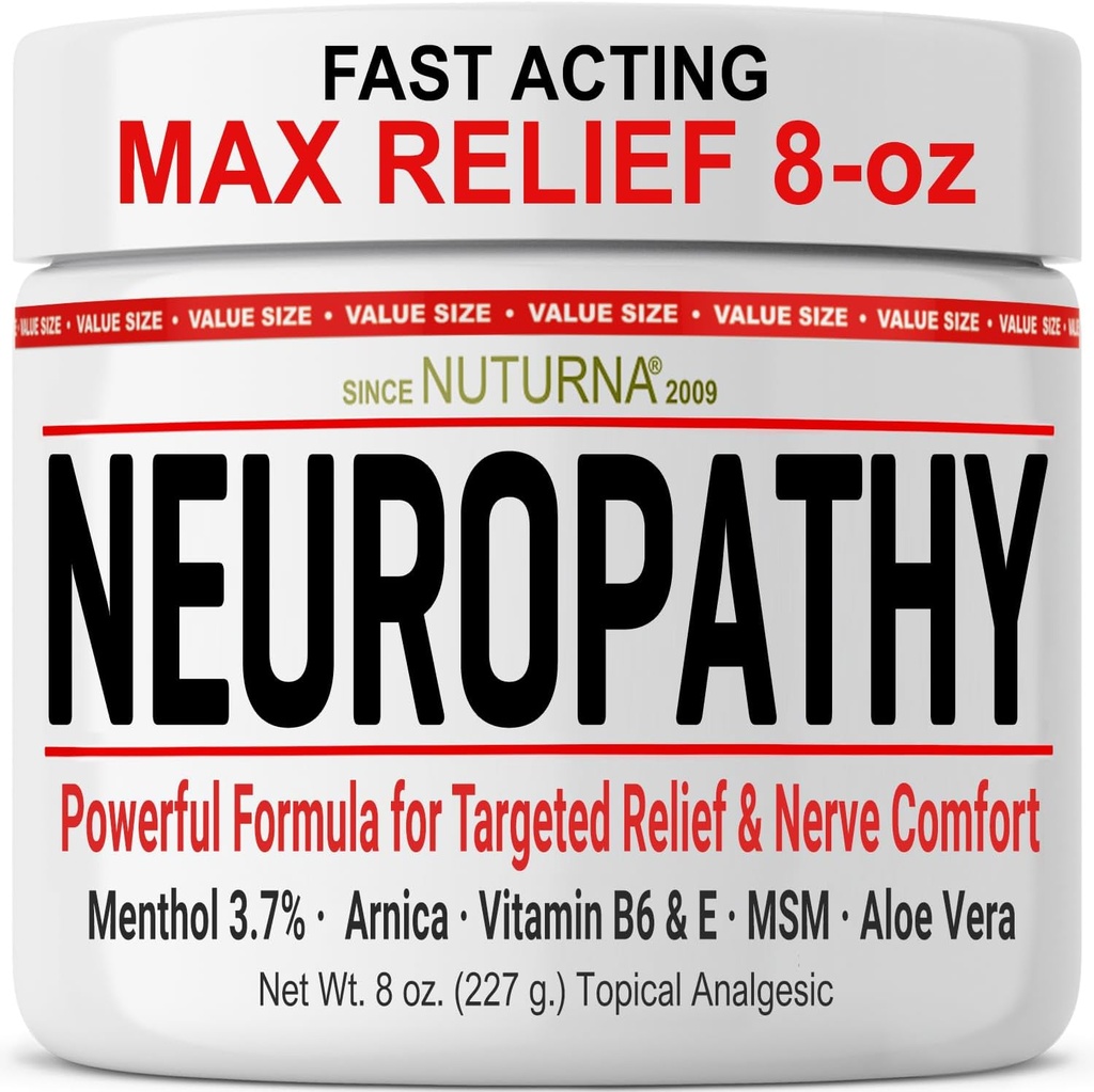 Neuropathy Nerve Relief Cream - Sothing Natural Nerve Comfort Relief, Super Large 8 oz