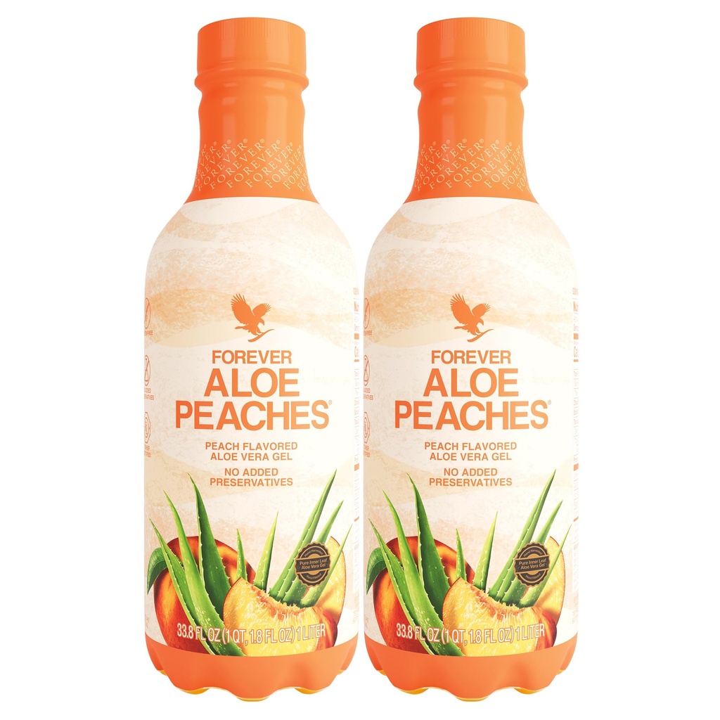 Selamanya Hidup - Aloe Persik-Murni Aloe dengan Real Peach Flavor - Menyediakan Gangguan dan Kebal - Vegan dan Gluten- Bebas - 33,8 lf oz (2- Pack)