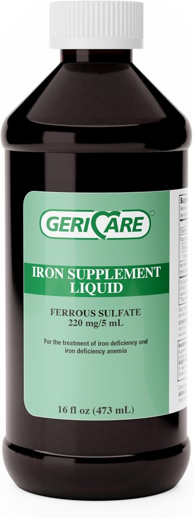 GeriCare 220 High Potency Liquid Iron Supplemen 124; Cair Besi untuk Dewasa 124. untuk Anemia dan Deficiency Besi 124; 220mg dari Iron Per 5mL Dose. (Paket 1)