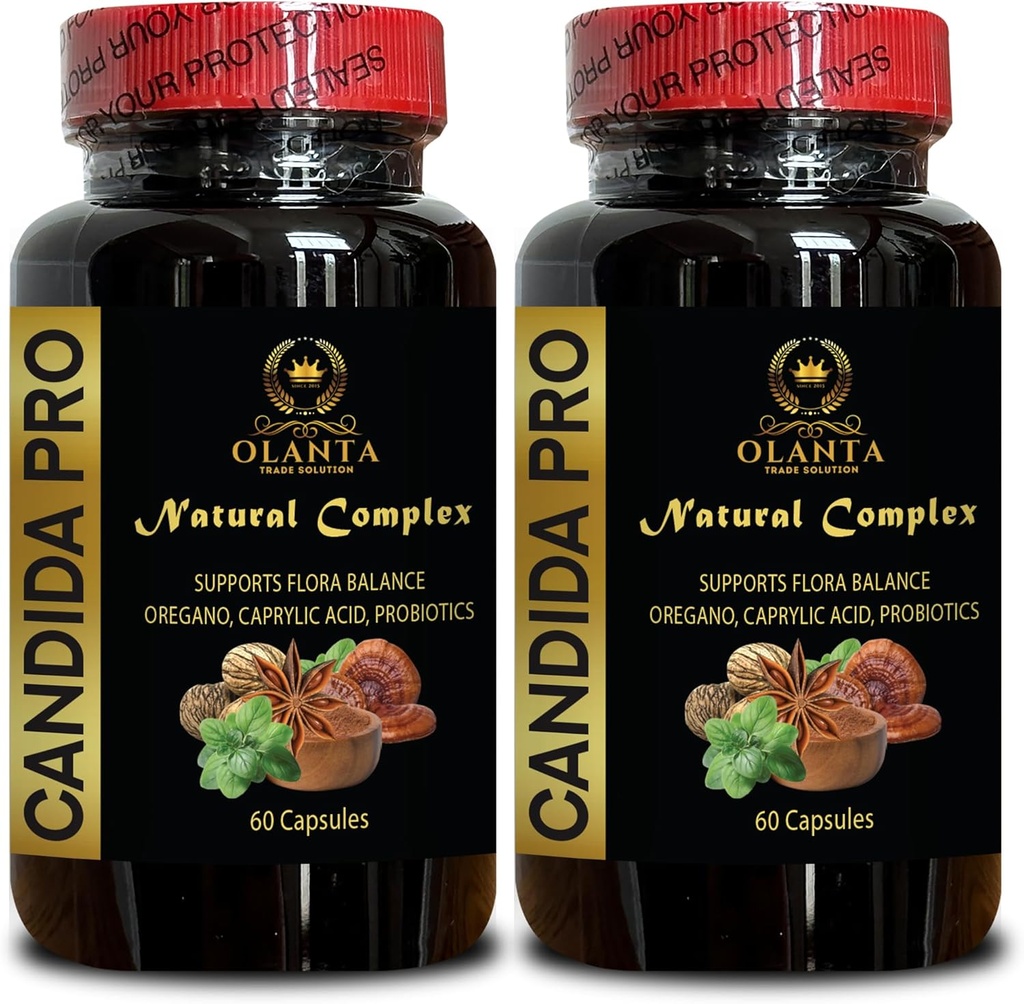 Generik Candida PRO - Supports Gut Health, Aloe Vera, Arabinogalant, Anise Seed, Candida Suplemen, Kompleks Candida, Organik Minyak Oregano - 2 Botol.