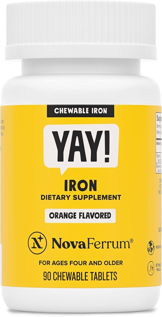 NovaFerrum Yay 124; Suplemen Besi Chewable untuk Anak-anak & Dewasa Umur 4 dan Lebih dari 124; 18mg Besi 124; 90 Servings; Gula Bebas 124; Vegan 124; Gluten Gratis 124; Orange Flavor
