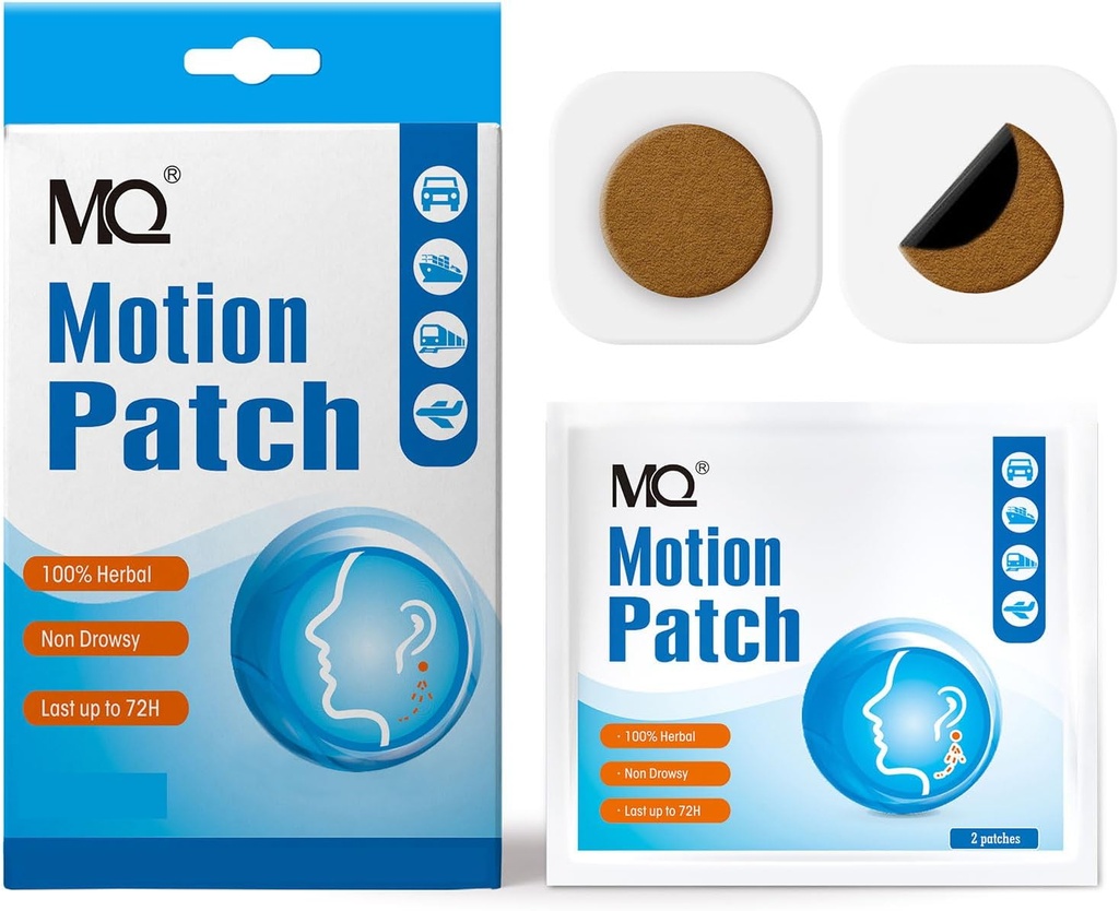 MQ Motion Sickness Patch, 40 Count, Non Drowsy Sea Sickness Patches Behind Ear for Cruise Ship Travel, Waterproof Car Docal Patches Fast Acting & Long Last 72H