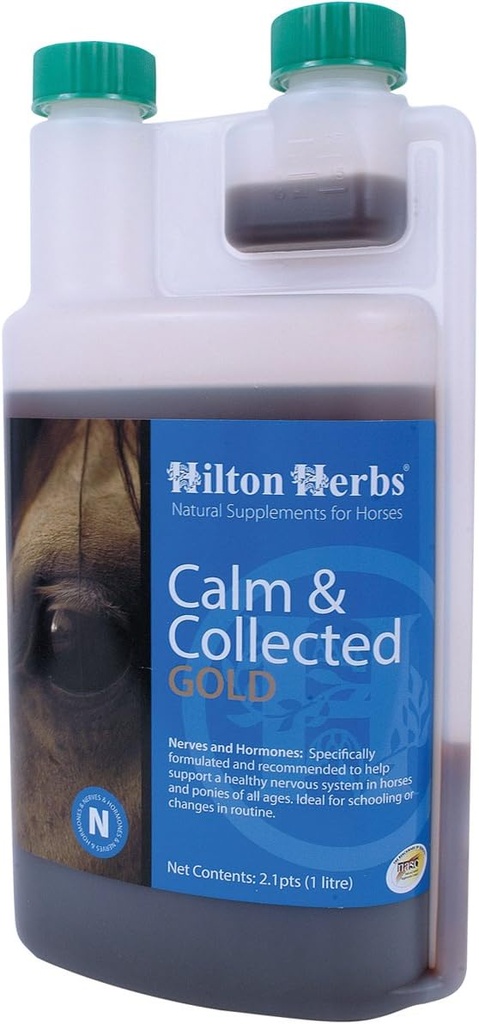 Hilton Herbs Calm and Collected Gold Liquid Herbal Supplement for Nervous / Agited Horses, 2.1pt Bottle