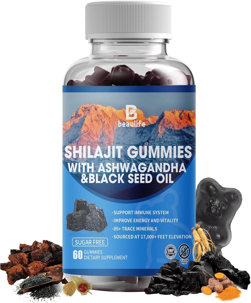 Gumi Shilajit, Shilajit, Resin, dengan 85 + Trace Mineteral, Fulvic Acid, Phytonutrients, Vitamin C, D, B12, Ashwagandha, Chaga Mushroom, Turmeric, for Energy, Ammune Dupport