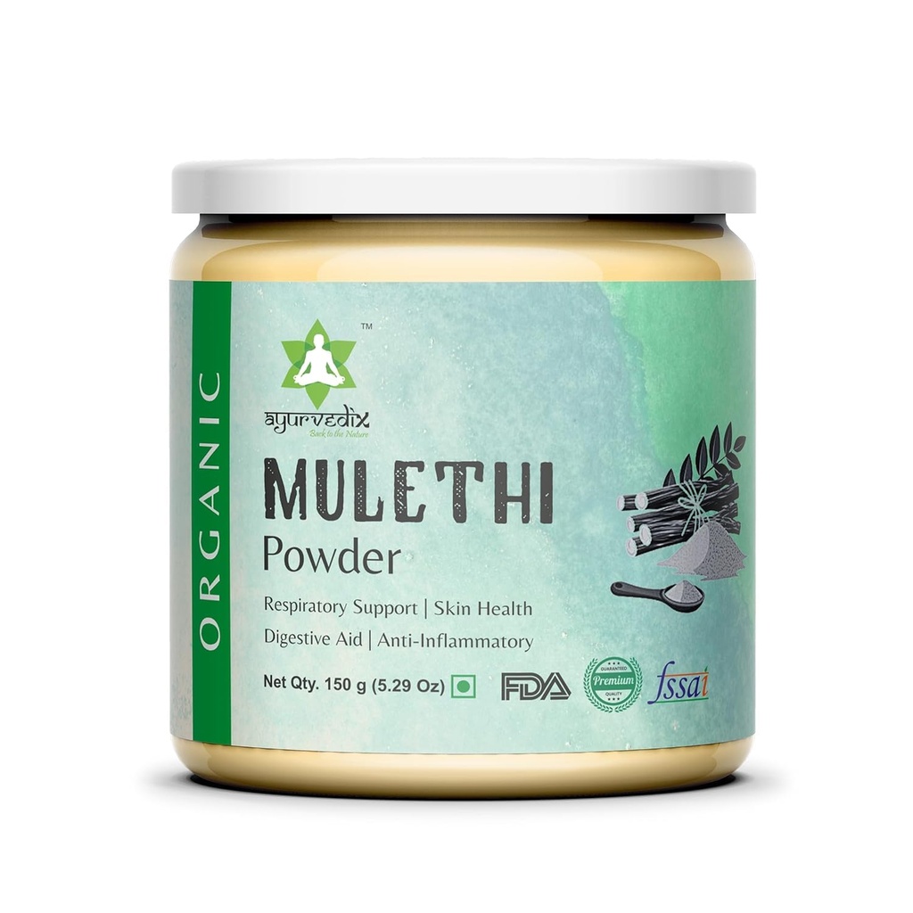 Powder Mulethi Powder Powder Organik, Herbal Suplemen Dukungan untuk Dukungan Jalur Homach Sehat dan Digetical Tract - Non GMO, Gluten Free- Glycyrrhiza Glabra - 150gma / 5.29oz