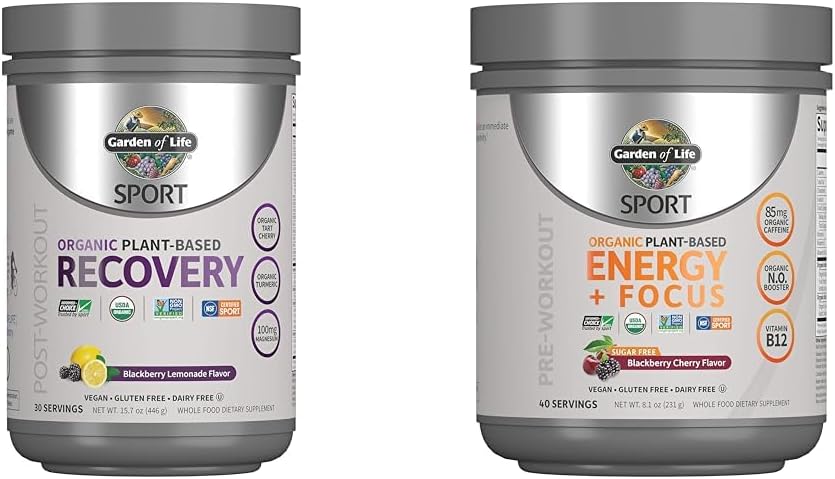 Taman Tanaman Organik Hidup Vegan-Berdasarkan Paha Pemulihan Kerja, 30 Hamba, 15,7 Oz & Pra Rebuyout Energi Poader, 40 Hamba, 8.14 Oz Bundle