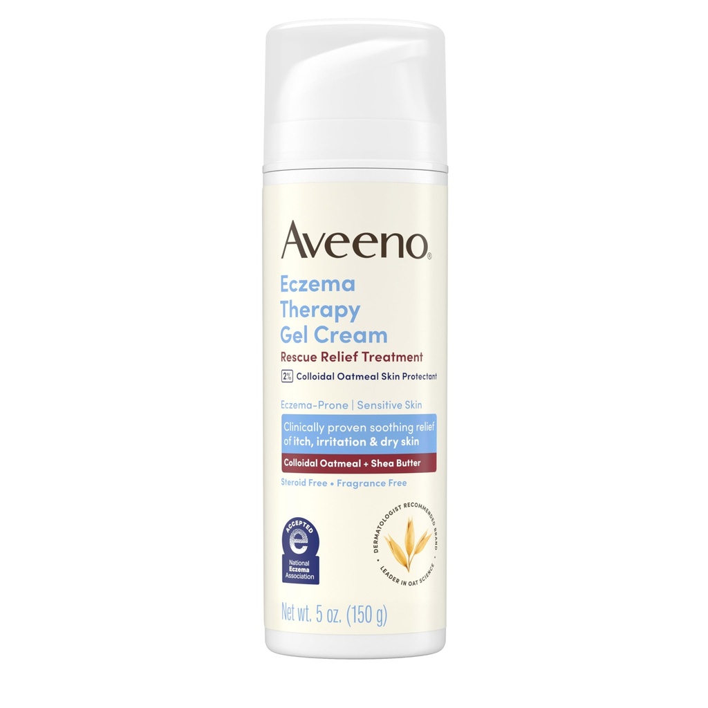 Aveeno Eczema Terapi Penyelamatan Relief Gel Cream dengan Colloidal Oatmeal Skin Protectant, Tak henti Soothes & Cools Itchy Dry Skin Flares-Ups, Steroid & Fragrance Free, 5.0 Flz