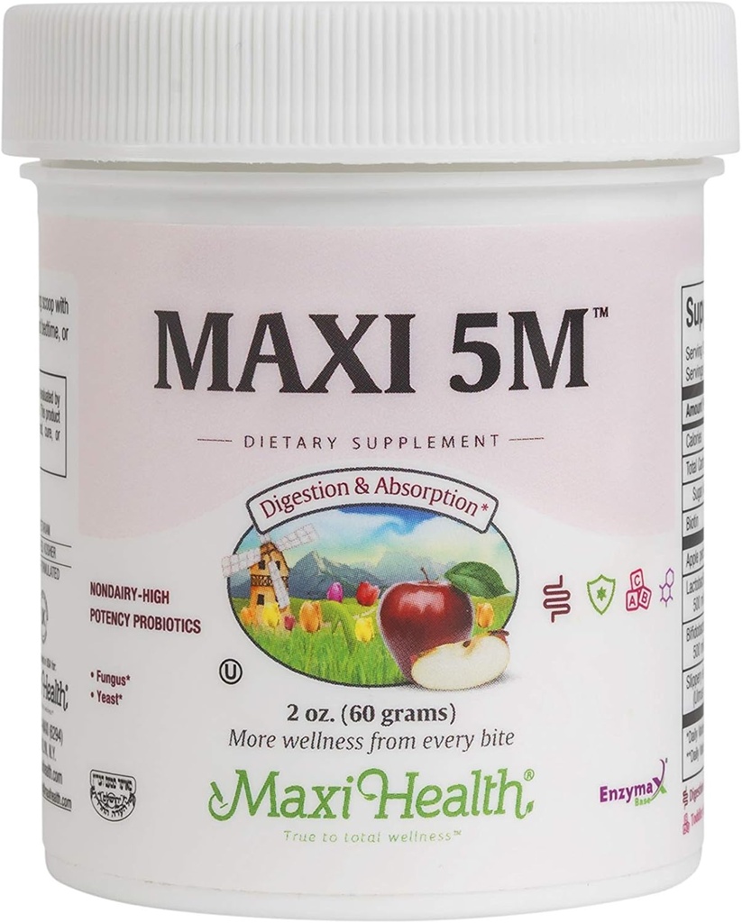 Powder Probiotik - Acigherlus & Bifidobacterium dengan Apple Pectin, Slippery Elm Bark & Biotin - Digetical & Imune Dukungan, Gut Health, Hair & Nails, Anak-anak & Dewasa - 2 Oz (60 Pelayan)