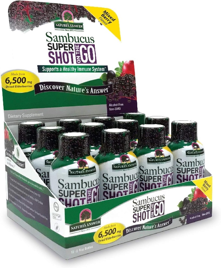 Jawaban Alam: Sambucus Immune Travel Shot (12 Pack) Elderberry On The Go. 2oz. Alcohol- Free Non- GMO Sambucus Black Elderberry Airplane / Travel Shot